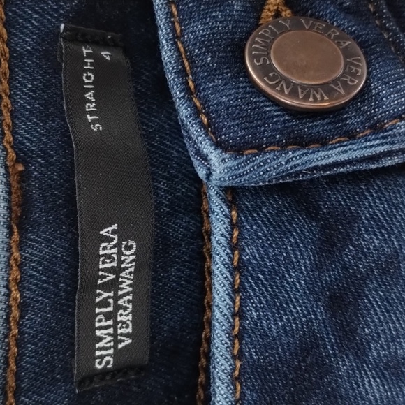 Simply Vera Vera Wang straight leg size 4 denim jeans stretch no distress mid - Picture 3 of 5